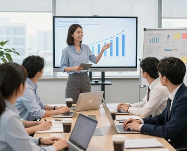 A thoughtful leader reviewing a clear roadmap on a digital tablet in a bright office.