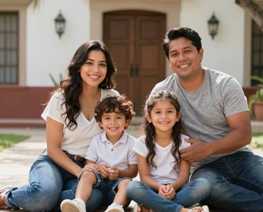A caring family embracing each other outdoors, symbolizing life insurance protection.
