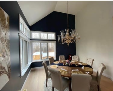 freshly painted interior dining room with feature wall, located in red deer