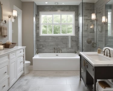 A skilled handyman painting a bright living room wall with care.