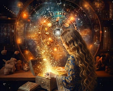 Energy healer with cosmic golden light energy