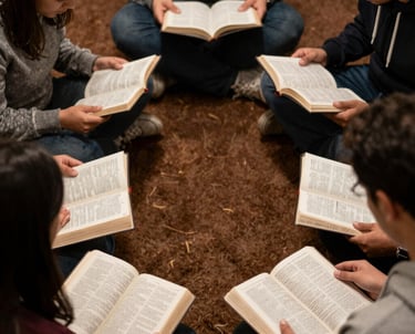 A warm gathering of church members engaged in a joyful community service activity outdoors.