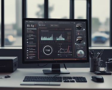 a computer monitor screen with a monitor and a keyboard