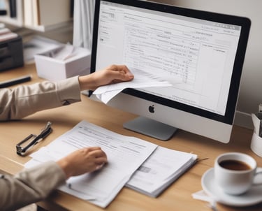 Sorting receipts and entering data into computer