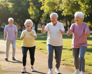 Cozy living room with warm lighting and comfortable seating in a senior group home.