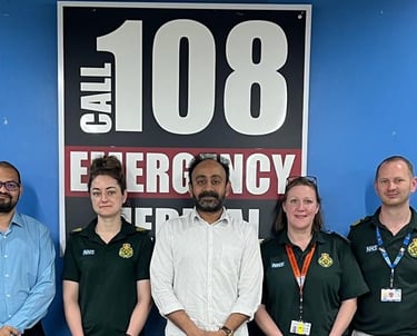 Photo of meeting with government officials responsible for 108 emergency ambulance service in India