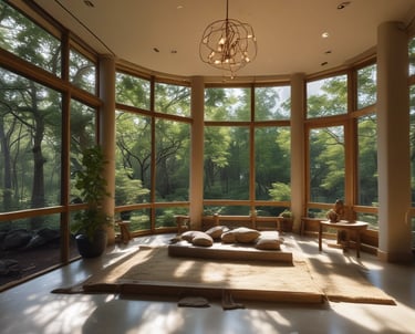 A serene workspace with soft morning light illuminating an open journal, pen, and a steaming cup of tea, capturing a moment of thoughtful creation.