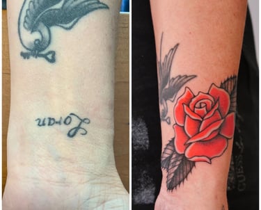 photo d'un cover d'un vieu tatouage avec une rose old school