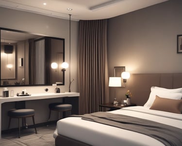 A person wearing a mask is standing in an indoor setting holding a mop. The individual appears to be engaged in cleaning activities, accompanied by a cleaning cart filled with supplies. Caution signs are visible, indicating a wet floor. The environment is spacious and tiled, with a partially visible wall in the background.