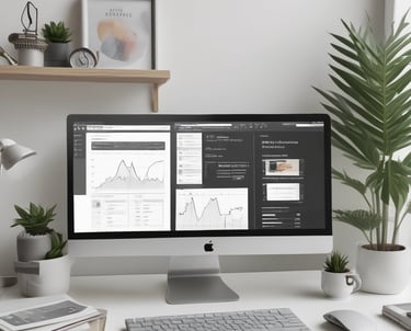 A clean, modern workspace showing a laptop with influencer marketing analytics on screen.