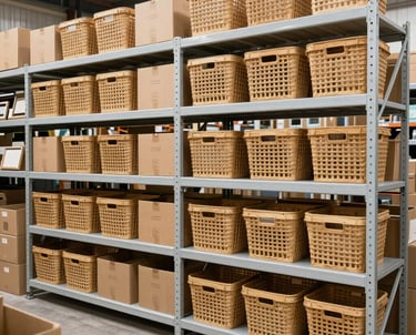 Professional movers loading wooden dressers and white furniture into a moving truck for transport.