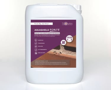 Bidón de Aquashield Forte de Tecnan, nanotecnología para la protección de superficies patrimoniales.. 