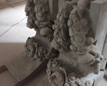Proceso de restauración de la ornamentación de la Casa Censi realizado por Almapiedra.