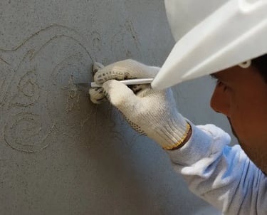 Restauración del relieve sobre pared en Facultad de Derecho de Rosario realizada por Almapiedra. 