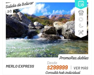 Una imagen de un río con una montaña al fondo. Merlo - San Luis