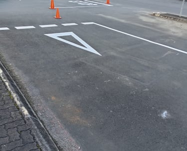 Road marking at shopping centre