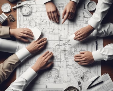 A professional consultant discussing workplace safety measures with a team in an industrial setting.