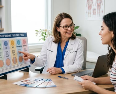 Dermatologist_explaining_skin_type_Logo