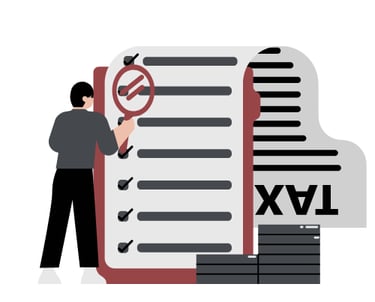 Revisión detallada de obligaciones fiscales y documentos financieros.