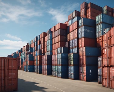 assorted-color filed intermodal containers