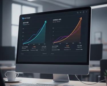 Gestão de Tráfego Pago: Dashboard de performance e ROI em campanhas de Google Ads