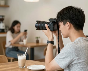 A sleek workspace with a laptop displaying a minimalist luxury brand website, surrounded by design sketches and a cup of coffee.
