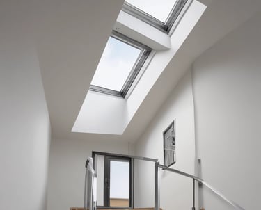 Close-up of a smoke vent system installed on a rooftop.