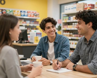 A vibrant group of people happily riding shared bicycles in a sunny park.