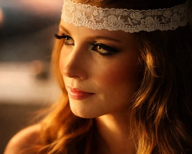 Noiva botita olhando pela janela do carro