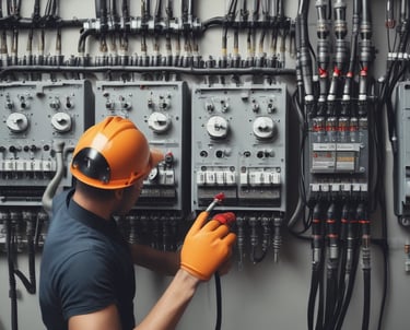 Detailed view of technicians installing ventilation ducts on a construction site.