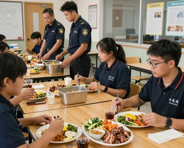 Community members gathered around a table planning food waste solutions.