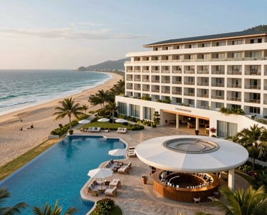 A sleek architectural blueprint overlaying a vibrant cityscape at sunset.