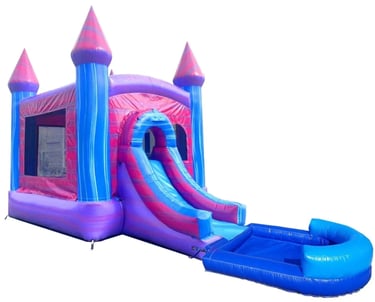 PINK & PURPLE MARBLE WET COMBO WITH BASKETBALL HOOP, SLIDE AND POOL. 33Lx15Wx14H.. Bookings 832-216-
