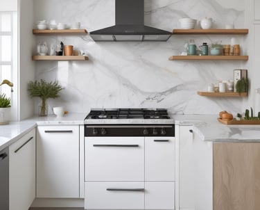 A skilled construction team working on a modern kitchen renovation in a bright residential home.