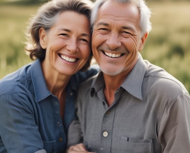 a man and woman holding a gift box