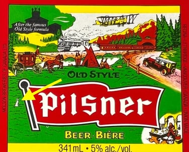 Canadian Old Style beer label with rabbit located