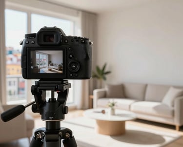 A modern city skyline with digital overlays representing real estate growth.