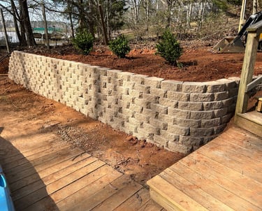retaining wall holding back soil 