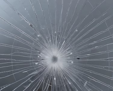 A sleek luxury car with a cracked front windshield under a moody dark overlay.