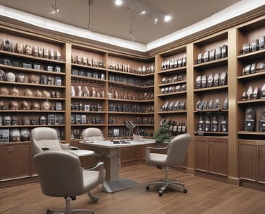 A bright, welcoming studio with a variety of elegant wigs displayed on mannequins.