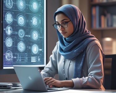 A serene campus mosque surrounded by modern technical buildings.