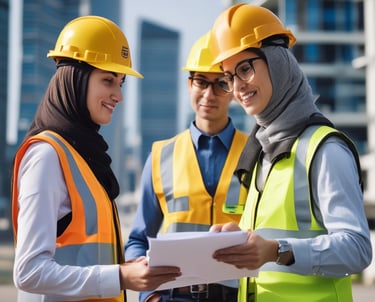 Students in a classroom attentively learning engineering concepts with Islamic calligraphy on the walls.