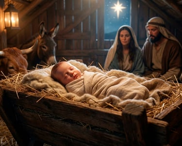 El niño Dios en el pesebre