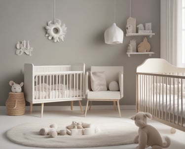 Elegantly arranged baby products featuring natural materials in gentle, calming colors.