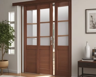 Modern aluminum and wood interior door installation in a contemporary home.