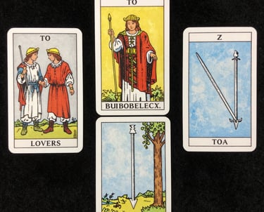 An elegant spread of tarot cards arranged in a star pattern on a dark velvet cloth.