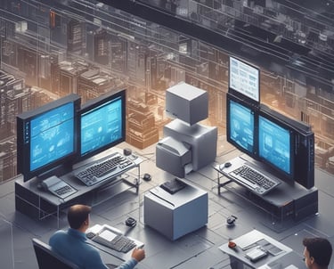 Futuristic embedded AI chip glowing softly on a dark circuit board background.