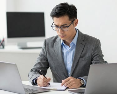 A sleek, modern website layout displayed on a laptop screen in a bright workspace.