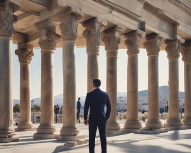 A warm, welcoming office space in Greece where a sales coaching session is in progress.