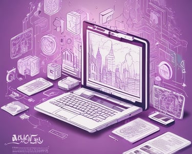 A clean, minimalist workspace with a laptop displaying a modern website design.